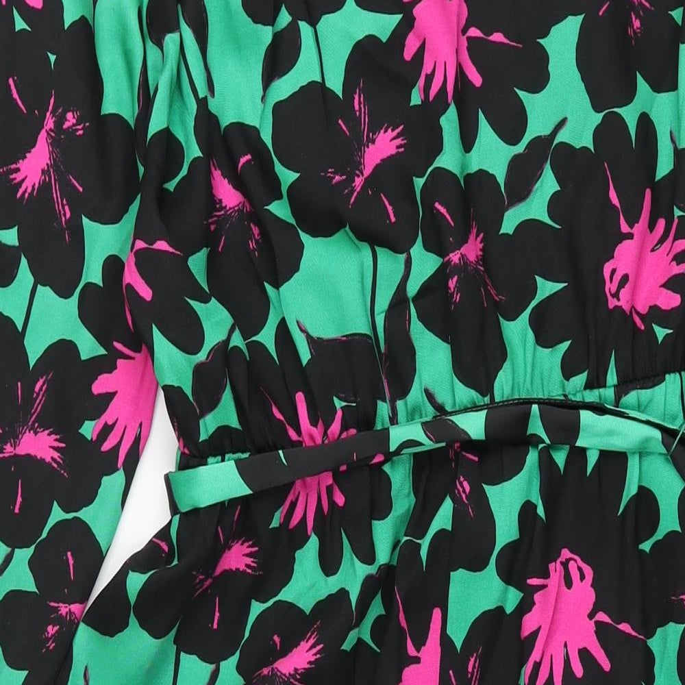 Et Vous Womens Multicoloured Floral Polyester Shift Size 16 V-Neck Button - Belted