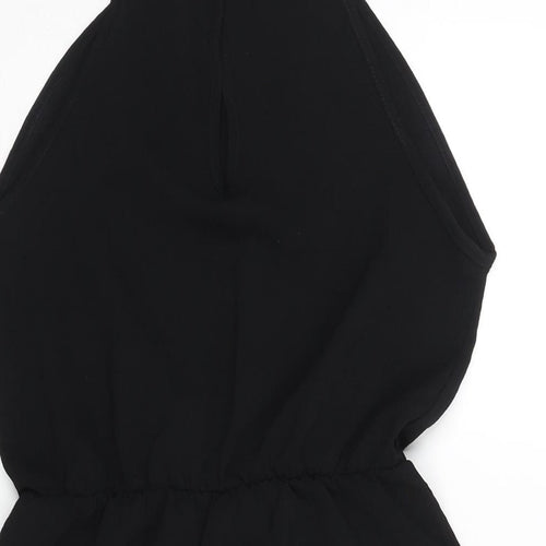 Boohoo Womens Black Polyester Playsuit One-Piece Size 10 Button