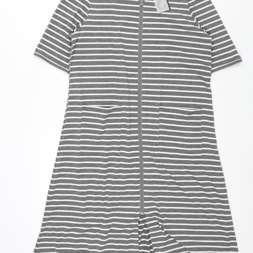 Sunnyme Womens Grey Striped Polyester Shift Size 12 Round Neck Zip - Size 12-14