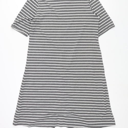 Sunnyme Womens Grey Striped Polyester Shift Size 12 Round Neck Zip - Size 12-14