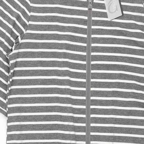 Sunnyme Womens Grey Striped Polyester Shift Size 12 Round Neck Zip - Size 12-14