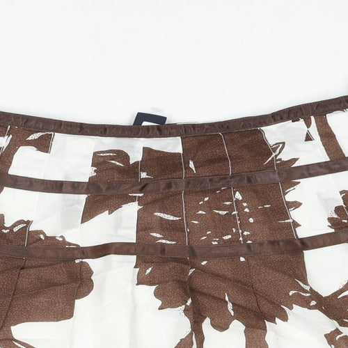 Gap Womens Brown Geometric Cotton A-Line Skirt Size 10 Zip - Ribbon Belt Detail