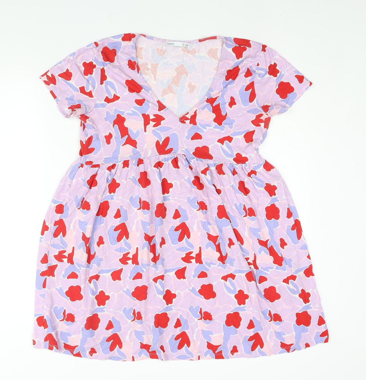 Lefties Womens Multicoloured Geometric Viscose A-Line Size L V-Neck Pullover