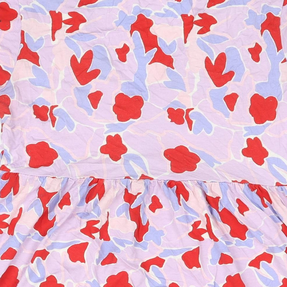 Lefties Womens Multicoloured Geometric Viscose A-Line Size L V-Neck Pullover