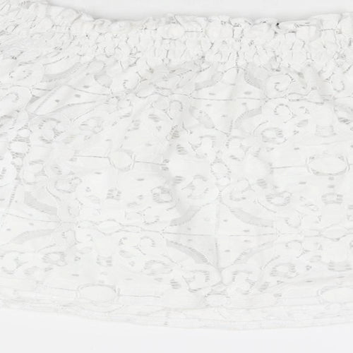 Zara Womens White Cotton Cropped Blouse Size M Boat Neck
