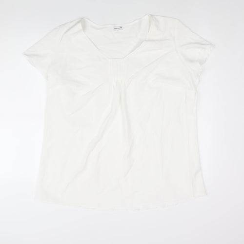 Wardrobe Womens White Polyester Basic Blouse Size 22 V-Neck