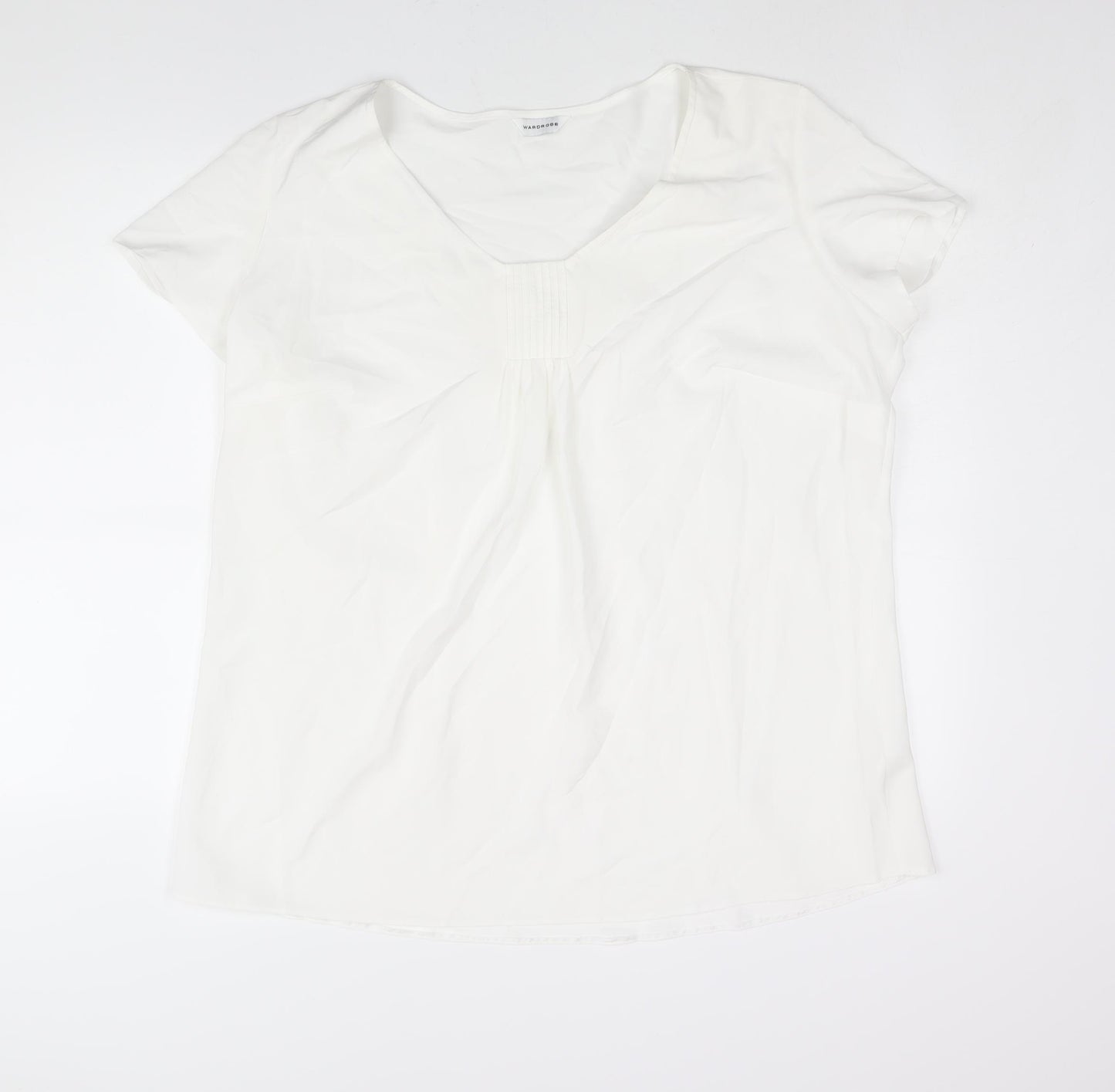 Wardrobe Womens White Polyester Basic Blouse Size 22 V-Neck