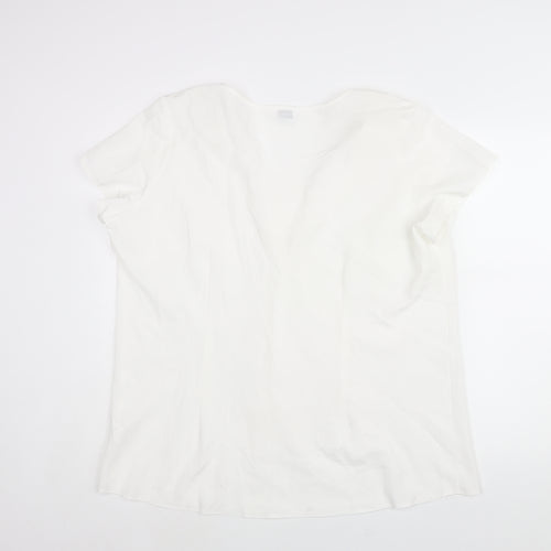Wardrobe Womens White Polyester Basic Blouse Size 22 V-Neck