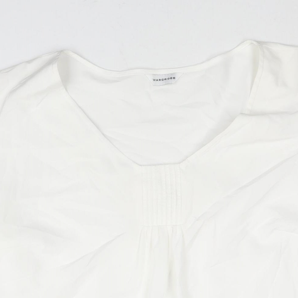 Wardrobe Womens White Polyester Basic Blouse Size 22 V-Neck