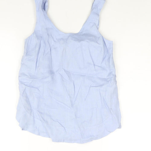 Marks and Spencer Womens Blue Linen Camisole Blouse Size 6 Scoop Neck