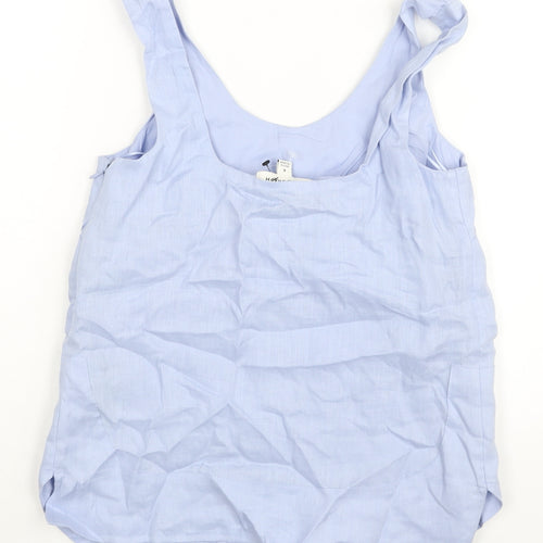 Marks and Spencer Womens Blue Linen Camisole Blouse Size 6 Scoop Neck