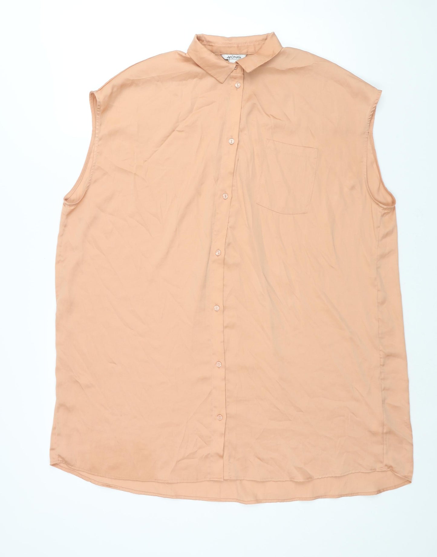 Monki Womens Pink Polyester Shirt Dress Size S Collared Button