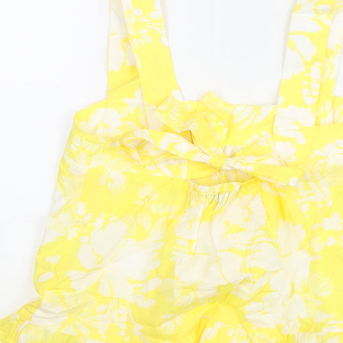 Marks and Spencer Womens Yellow Floral Cotton Camisole Blouse Size 6 Square Neck - Frill