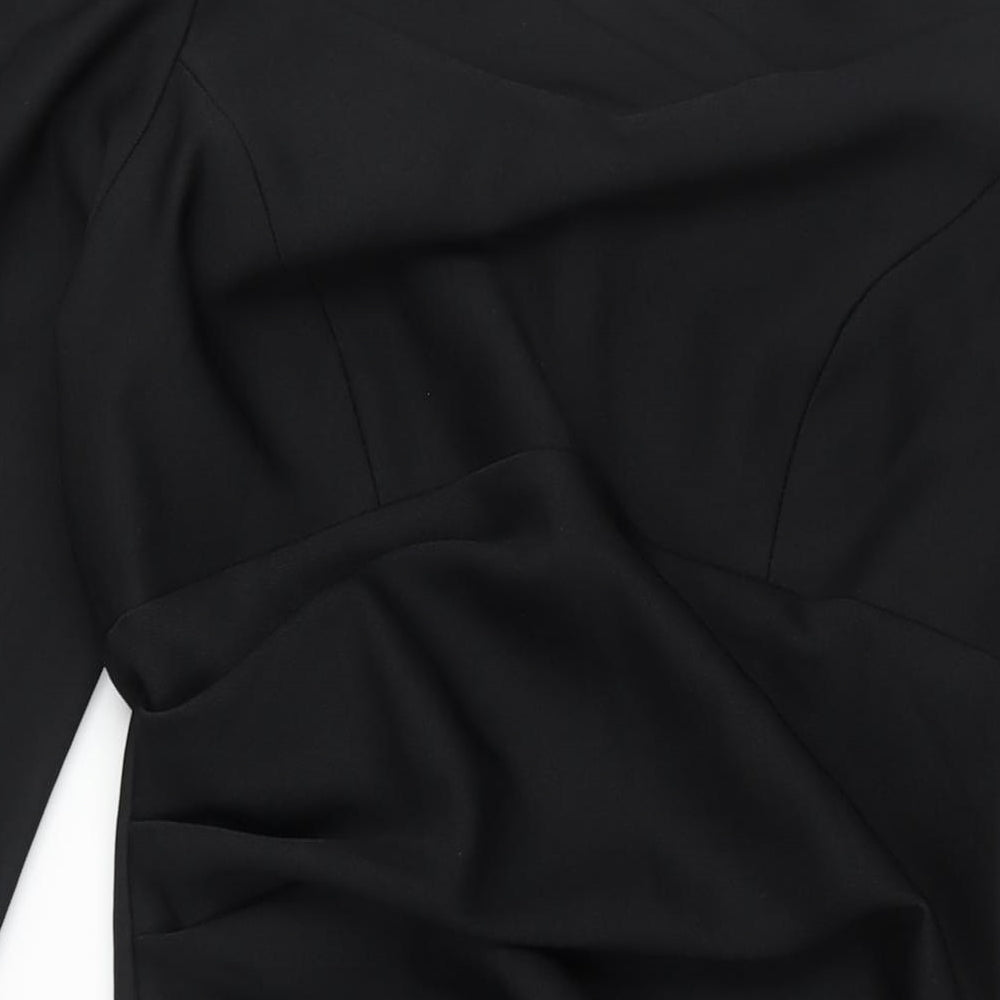 Seed Womens Black Polyester Pencil Dress Size 16 Off the Shoulder Zip - Rouched