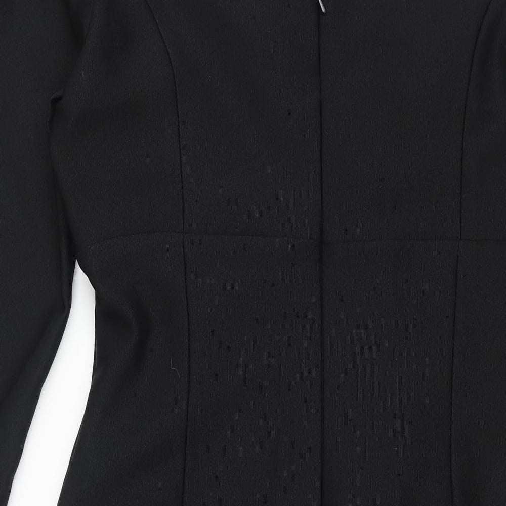 Seed Womens Black Polyester Pencil Dress Size 16 Off the Shoulder Zip - Rouched