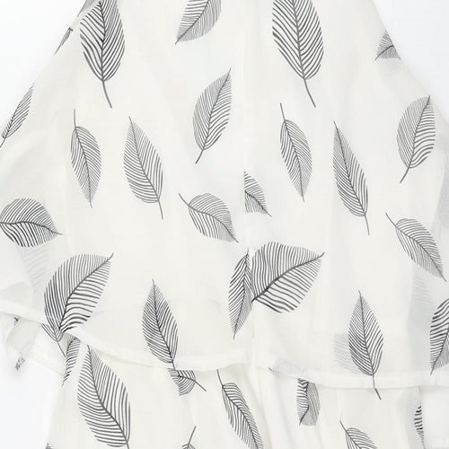Lola May Womens White Geometric Polyester Playsuit One-Piece Size 8 Zip - Leaf Print
