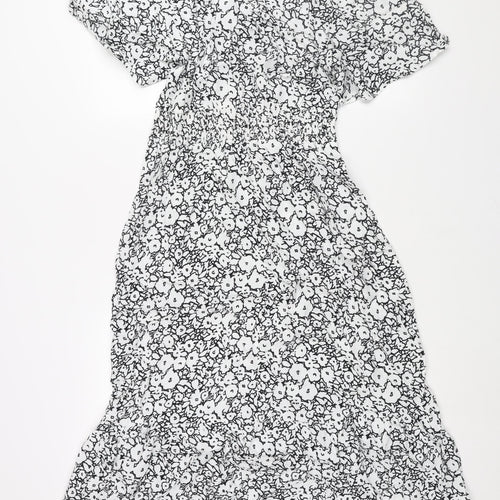 Marks and Spencer Womens Beige Floral Viscose Shift Size 12 V-Neck Pullover