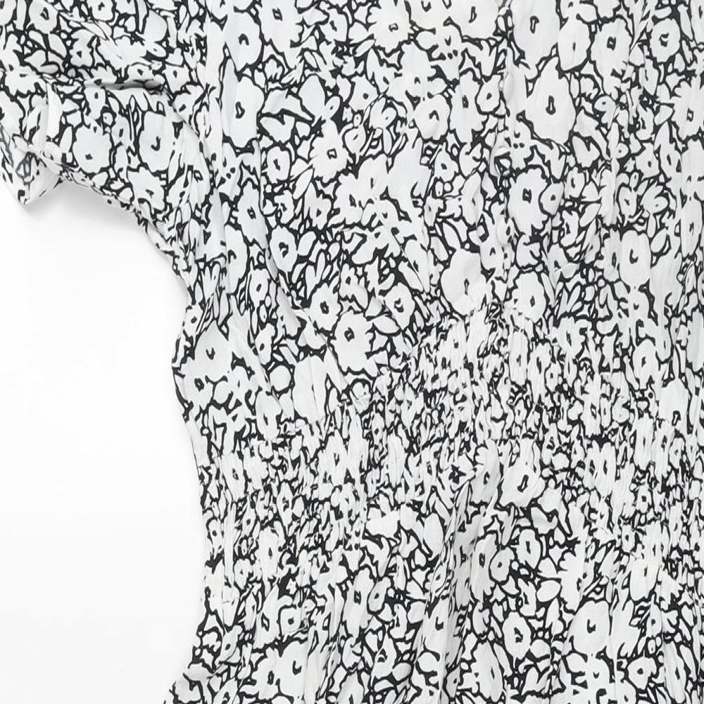 Marks and Spencer Womens Beige Floral Viscose Shift Size 12 V-Neck Pullover