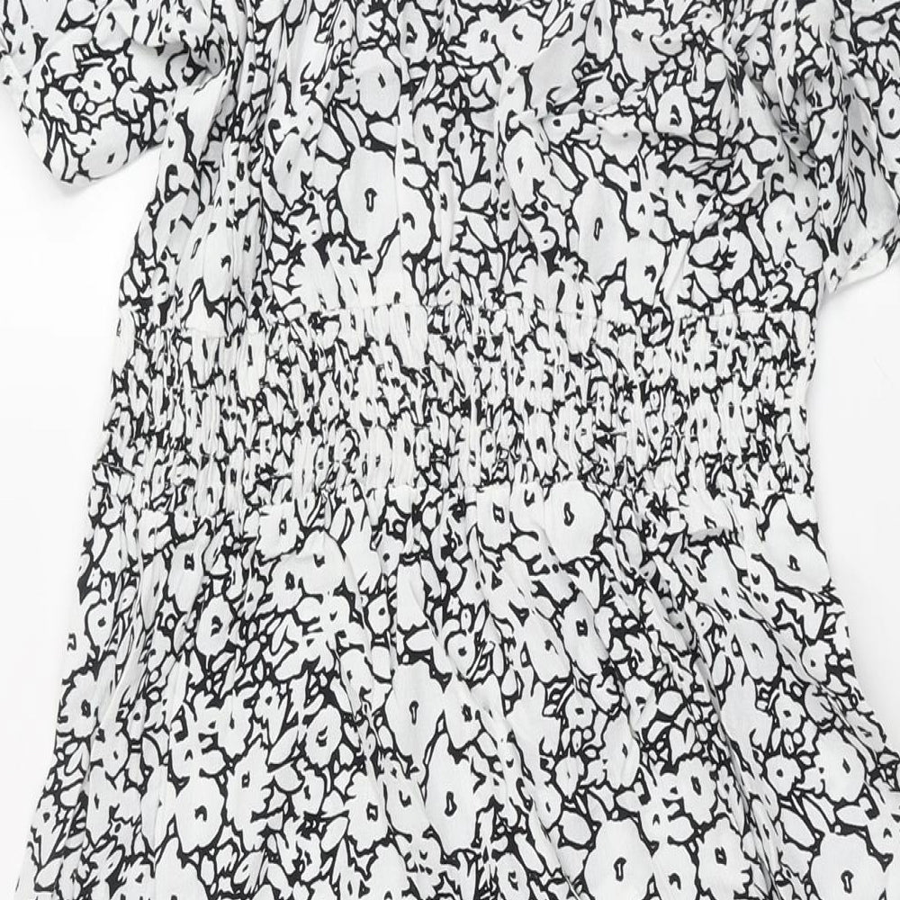 Marks and Spencer Womens Beige Floral Viscose Shift Size 12 V-Neck Pullover