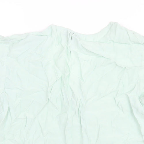 Marks and Spencer Womens Green Viscose Basic Blouse Size 8 V-Neck - Lace Trim
