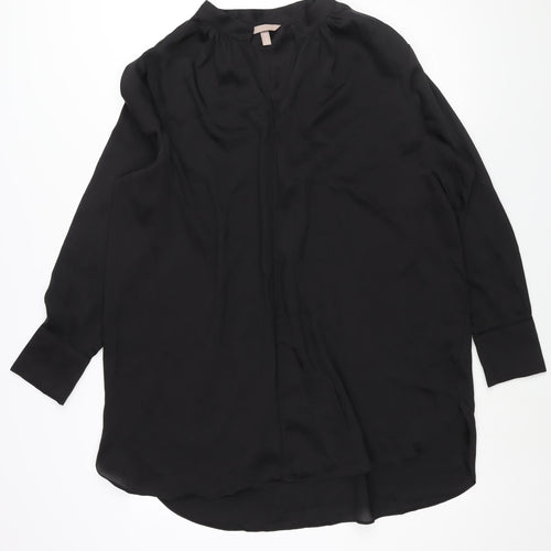 H&M Womens Black Polyester Shift Size XL V-Neck Pullover