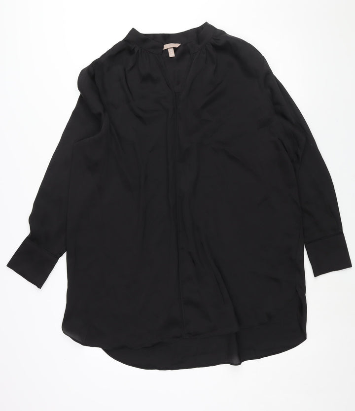 H&M Womens Black Polyester Shift Size XL V-Neck Pullover