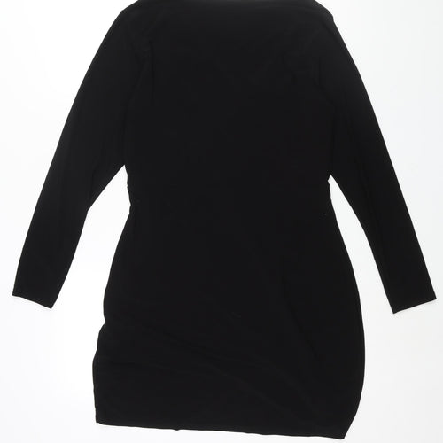 Missguided Womens Black Polyester Shift Size 16 V-Neck Pullover