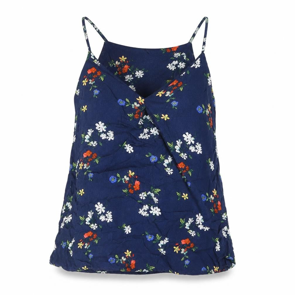 Warehouse Womens Blue Floral Viscose Camisole Blouse Size 6 V-Neck