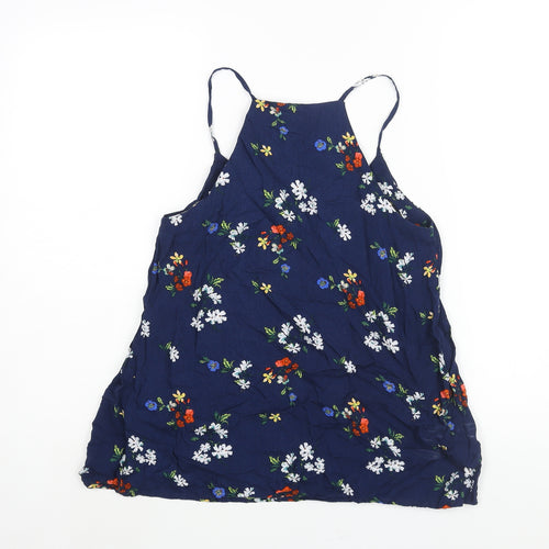 Warehouse Womens Blue Floral Viscose Camisole Blouse Size 6 V-Neck