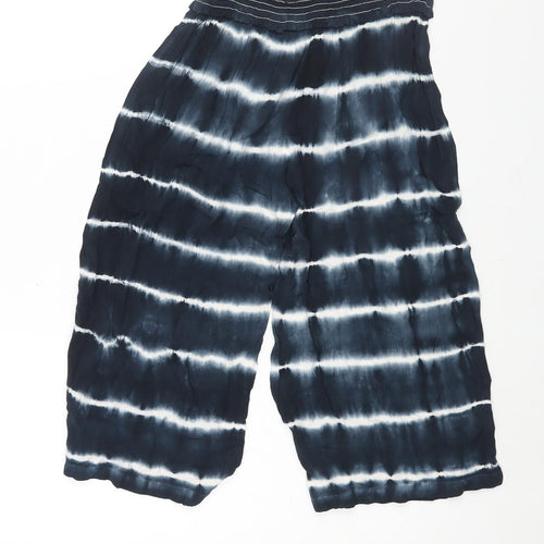 Marks and Spencer Girls Blue Tie Dye Viscose Cropped Trousers Size 7-8 Years Regular Pullover