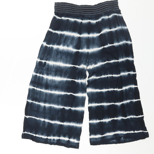 Marks and Spencer Girls Blue Tie Dye Viscose Cropped Trousers Size 7-8 Years Regular Pullover
