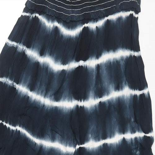 Marks and Spencer Girls Blue Tie Dye Viscose Cropped Trousers Size 7-8 Years Regular Pullover