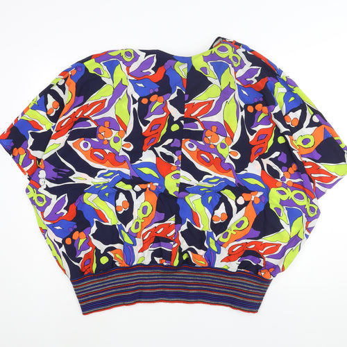 Gina Bacconi Womens Multicoloured Geometric Polyester Basic Blouse Size 18 Cowl Neck