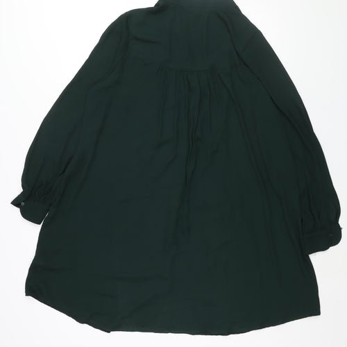 H&M Womens Green Polyester Shift Size 16 Round Neck Button