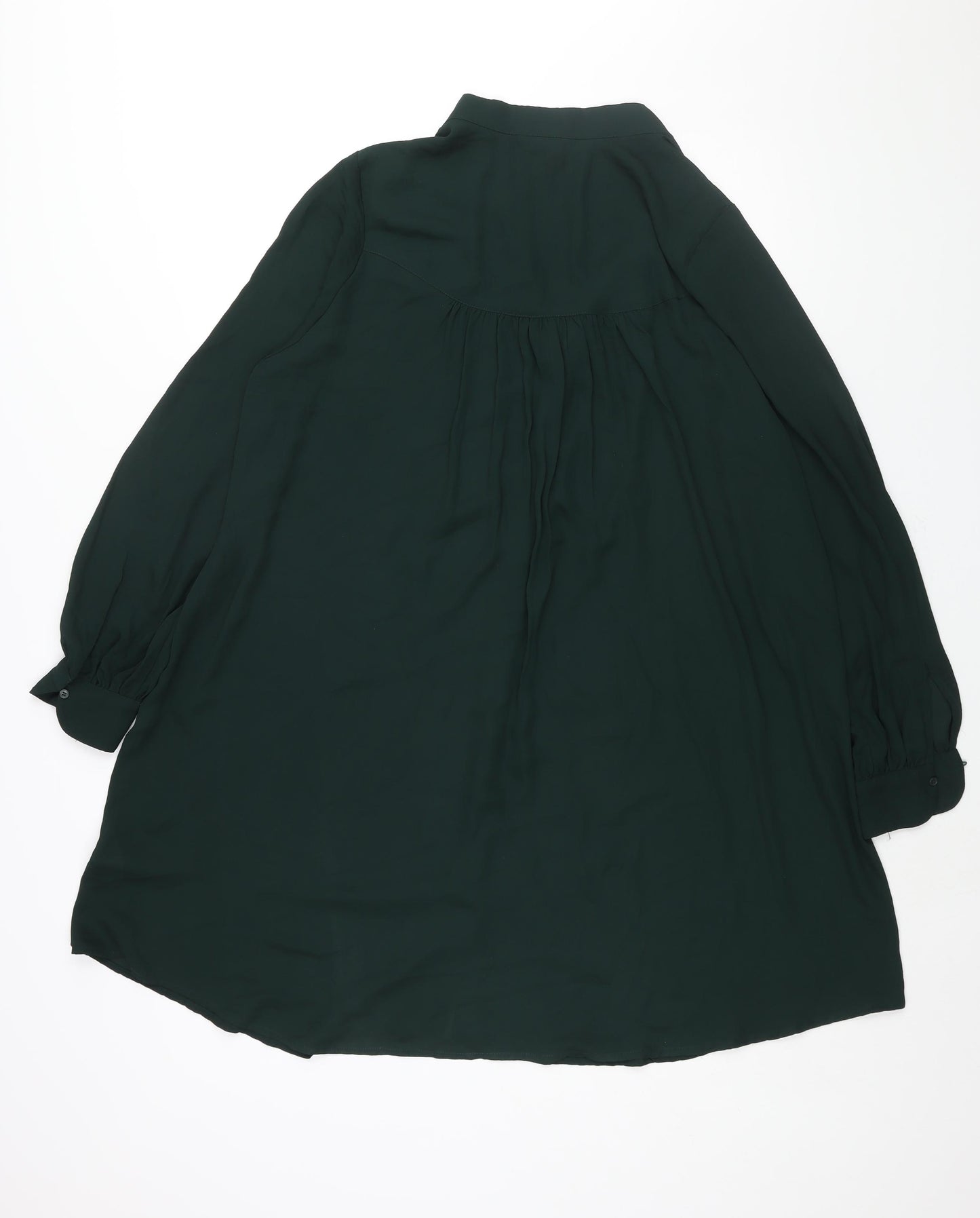 H&M Womens Green Polyester Shift Size 16 Round Neck Button