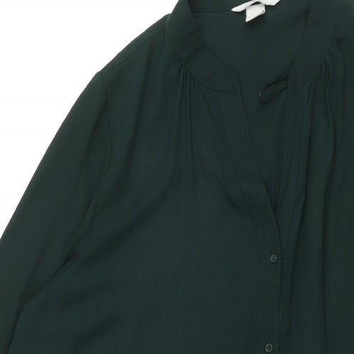 H&M Womens Green Polyester Shift Size 16 Round Neck Button