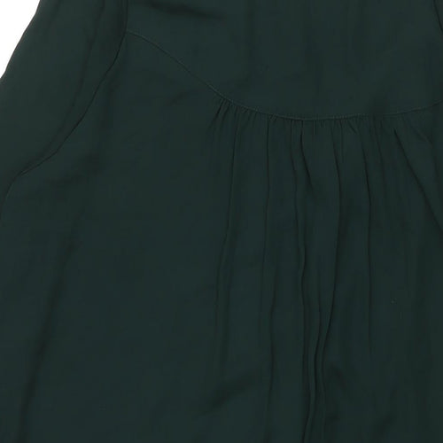 H&M Womens Green Polyester Shift Size 16 Round Neck Button