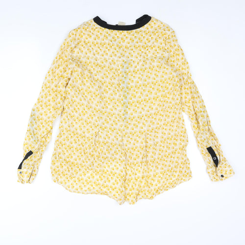 Vanessa Virginia Womens Yellow Geometric Viscose Basic Blouse Size 12 V-Neck