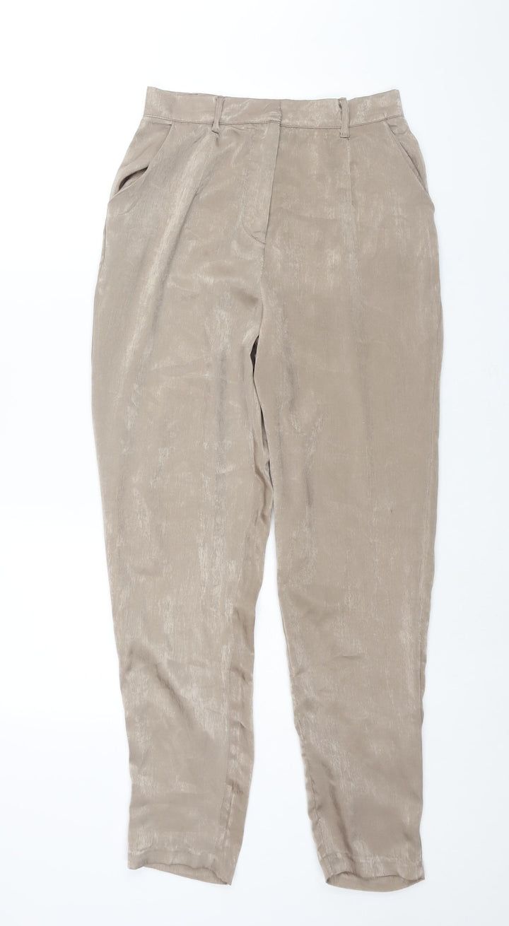 Missguided Womens Brown Polyester Trousers Size 10 L30 in Regular Zip