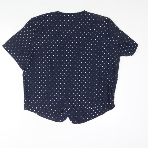 St Michael Womens Black Polka Dot Polyester Basic Blouse Size 20 V-Neck