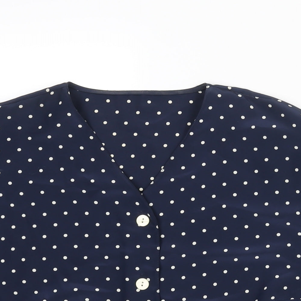St Michael Womens Black Polka Dot Polyester Basic Blouse Size 20 V-Neck