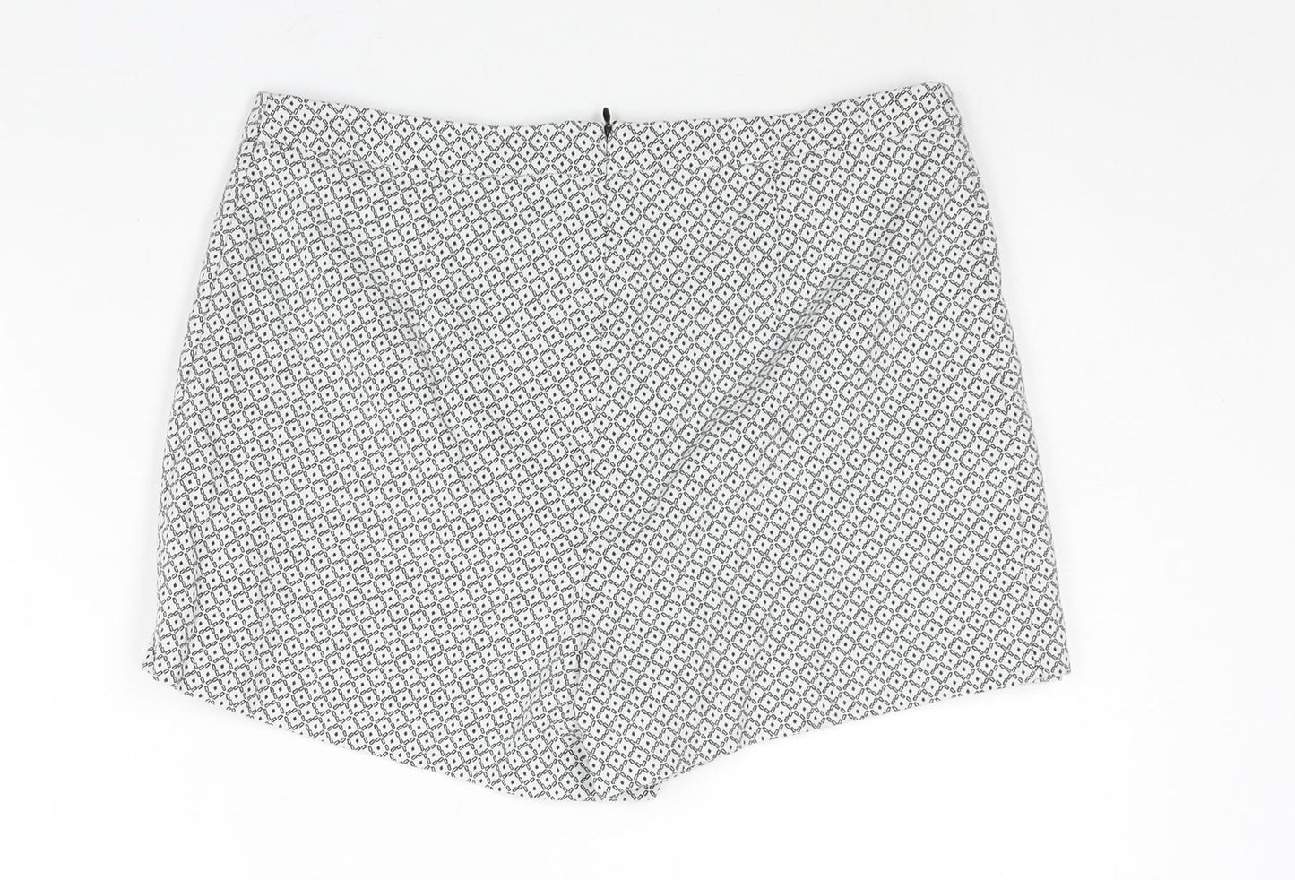 Miss Selfridge Womens White Geometric Cotton Skort Skirt Size 14 Zip