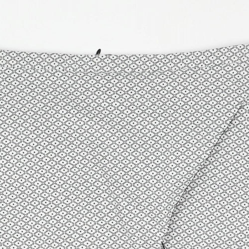 Miss Selfridge Womens White Geometric Cotton Skort Skirt Size 14 Zip