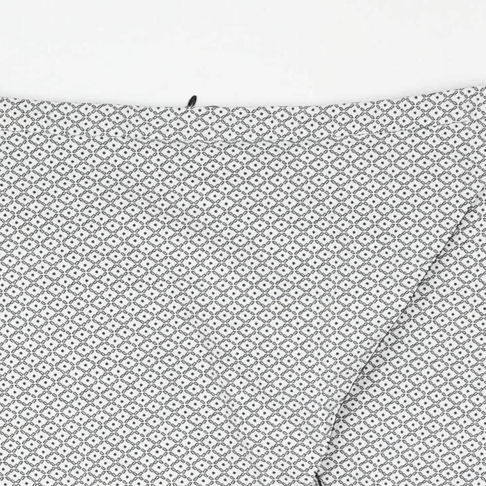 Miss Selfridge Womens White Geometric Cotton Skort Skirt Size 14 Zip