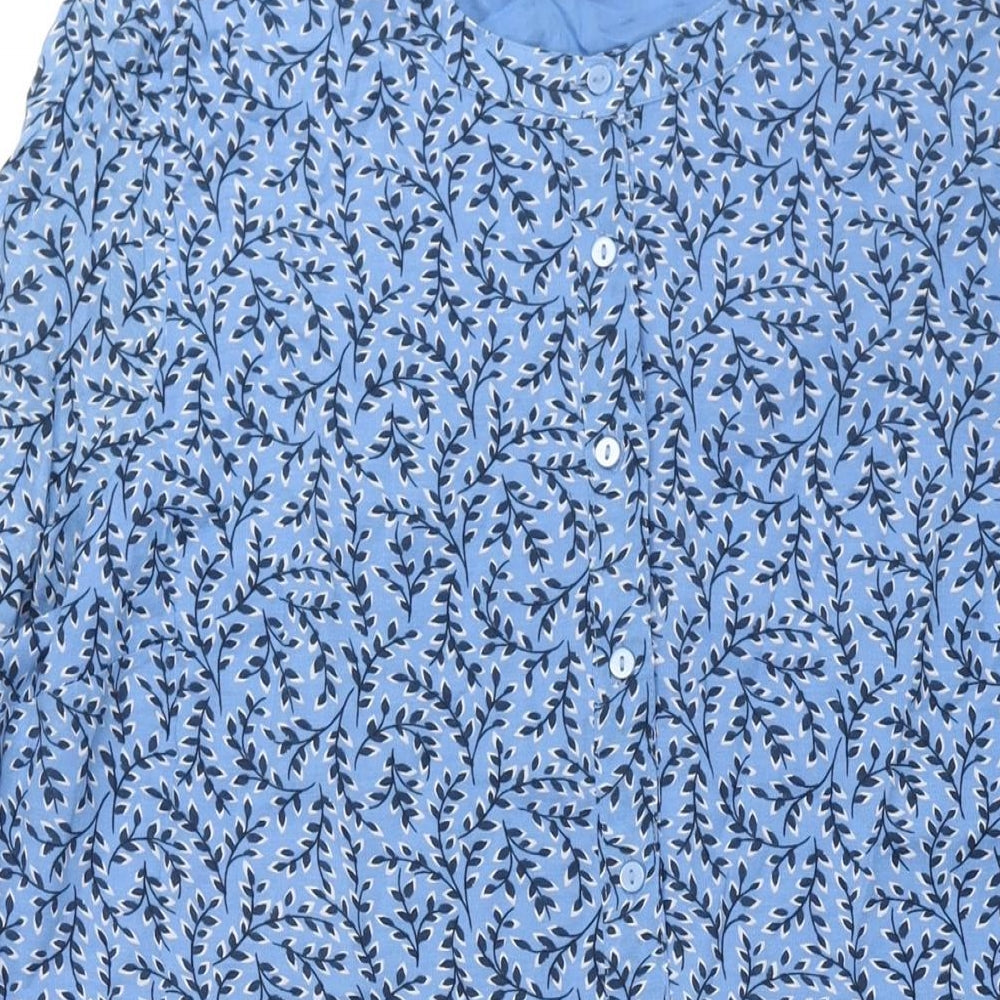 Seasalt Womens Blue Geometric Viscose Shift Size 18 Round Neck Button - Smocked