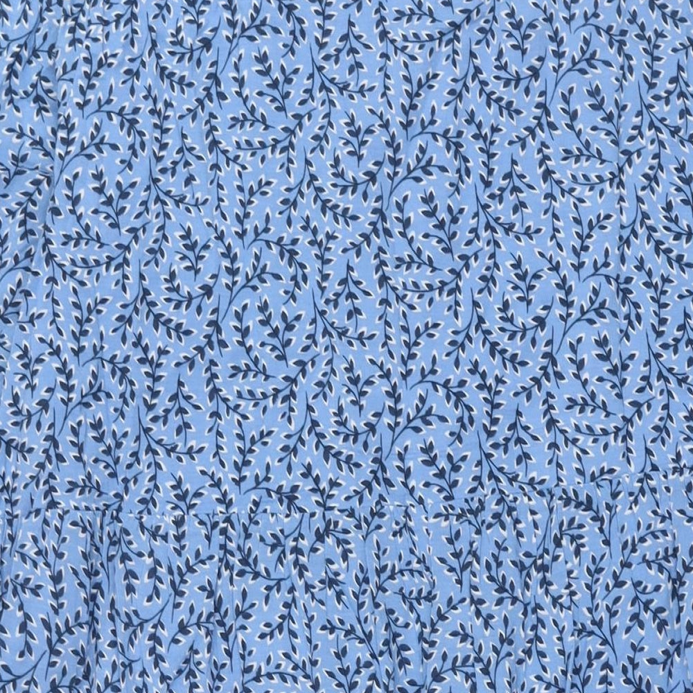 Seasalt Womens Blue Geometric Viscose Shift Size 18 Round Neck Button - Smocked