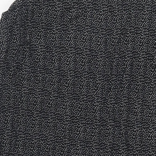 NEXT Womens Black Geometric Linen A-Line Size 16 V-Neck Pullover