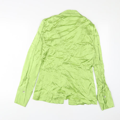 H&M Womens Green Viscose Basic Button-Up Size M Collared