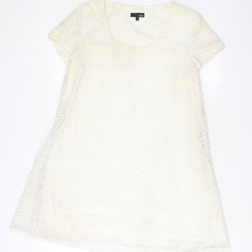 NEXT Womens White Polyester A-Line Size 16 Scoop Neck Pullover