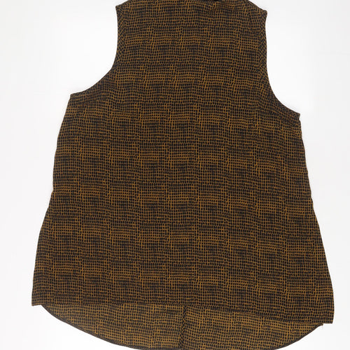Topshop Womens Brown Geometric Polyester Tunic Tank Size 16 High Neck